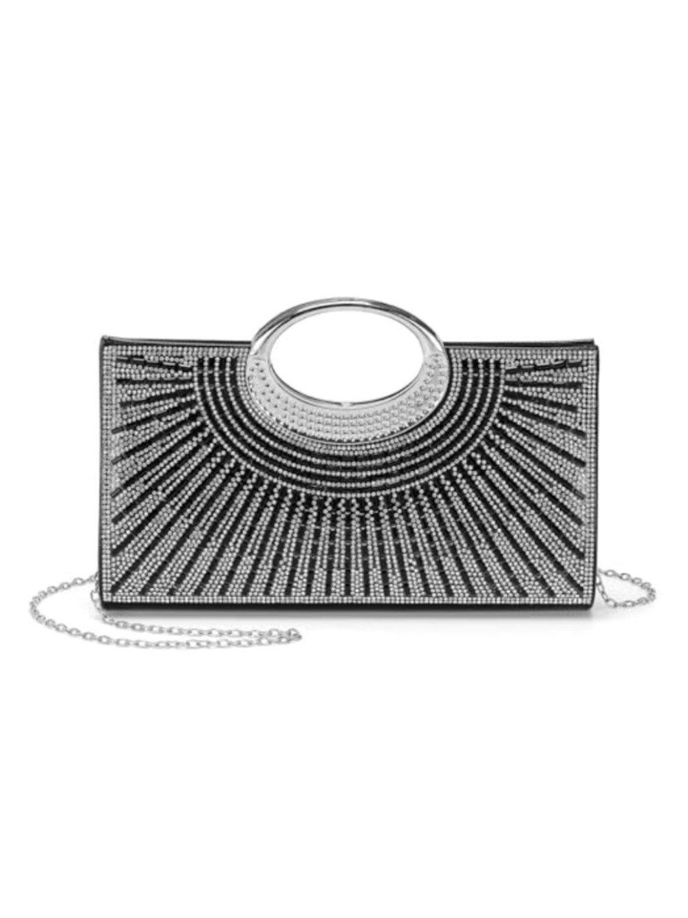 Rhinestone Evening Clutch Purse with Chain, Magnetic Closure, Formal Handbag